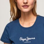 Women Navy Pepe Jeans Basic Logo T-Shirt 60J40470