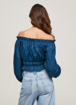 Women Ocean Pepe Jeans Cotton Poplin Cropped Fit Top 60J40360 - Image 4