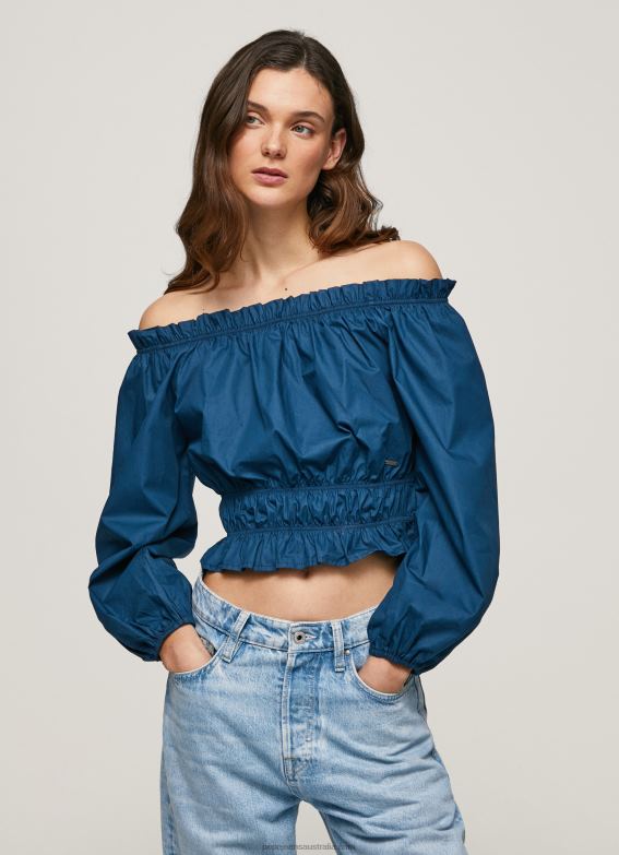 women_ocean_pepe_jeans_cotton_poplin_cropped_fit_top_60j40360.jpg Women Ocean Pepe Jeans Cotton Poplin Cropped Fit Top 60J40360 - Image 1
