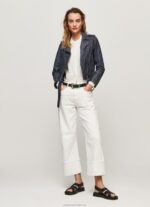 Women Ocean Pepe Jeans Lamb Leather Biker Jacket 60J40113 - Image 2