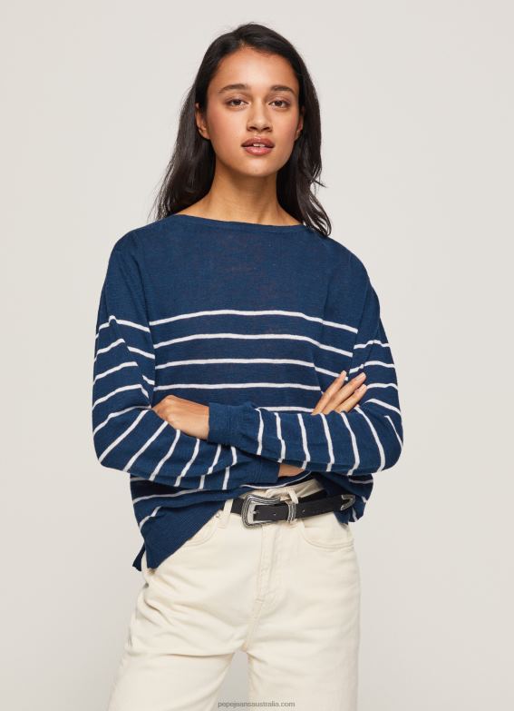 women_ocean_pepe_jeans_striped_print_cotton_jersey_60j40237.jpg Women Ocean Pepe Jeans Striped Print Cotton Jersey 60J40237 - Image 1