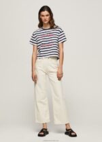 Women Ocean Pepe Jeans Striped Print T-Shirt 60J40450 - Image 2