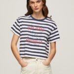 Women Ocean Pepe Jeans Striped Print T-Shirt 60J40450
