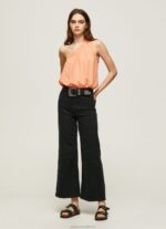 Women Peach Pepe Jeans Asymmetrical Neckline Top 60J40355 - Image 2
