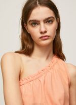 Women Peach Pepe Jeans Asymmetrical Neckline Top 60J40355 - Image 3