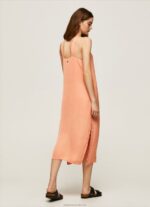 Women Peach Pepe Jeans Casey Plain Satin Dress 60J40187 - Image 4