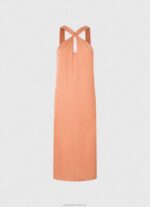 Women Peach Pepe Jeans Casey Plain Satin Dress 60J40187 - Image 5