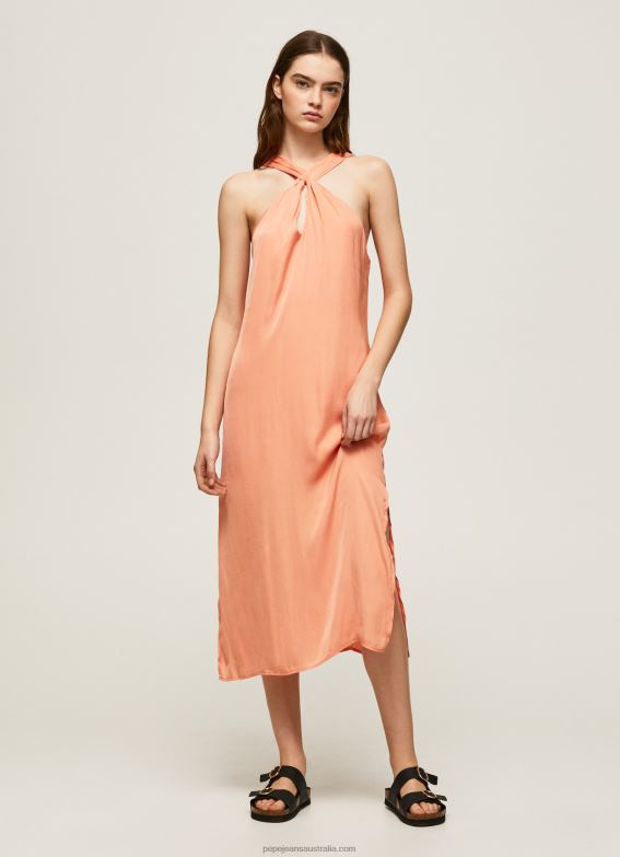 women_peach_pepe_jeans_casey_plain_satin_dress_60j40187.jpg Women Peach Pepe Jeans Casey Plain Satin Dress 60J40187 - Image 1
