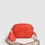 Women Peach Pepe Jeans Embossed Logo Maxi Crossbody Bag 60J40715