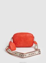 Women Peach Pepe Jeans Embossed Logo Maxi Crossbody Bag 60J40715