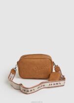 Women Peach Pepe Jeans Embossed Logo Maxi Crossbody Bag 60J40715 - Image 4