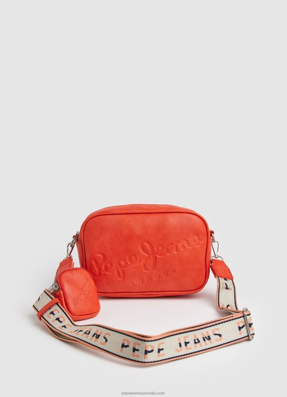women_peach_pepe_jeans_embossed_logo_maxi_crossbody_bag_60j40715.jpg Women Peach Pepe Jeans Embossed Logo Maxi Crossbody Bag 60J40715 - Image 1