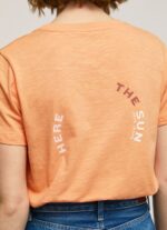 Women Peach Pepe Jeans Logo Print T-Shirt 60J40394 - Image 5