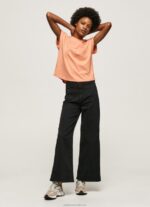 Women Peach Pepe Jeans Logo Print T-Shirt 60J40434 - Image 2