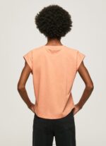 Women Peach Pepe Jeans Logo Print T-Shirt 60J40434 - Image 4
