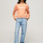 Women Peach Pepe Jeans Logo Printed Jumper 60J40274