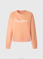 Women Peach Pepe Jeans Logo Printed Jumper 60J40274 - Image 5