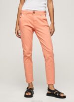 Women Peach Pepe Jeans Maura Regular Chino Trousers 60J40308 - Image 2