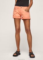 Women Peach Pepe Jeans Regular Fit Cotton Shorts 60J40526 - Image 2