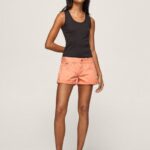 Women Peach Pepe Jeans Regular Fit Cotton Shorts 60J40526