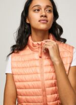 Women Peach Pepe Jeans Rubber Patch Logo Padded Waistcoat 60J40133 - Image 3