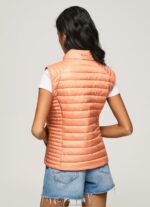Women Peach Pepe Jeans Rubber Patch Logo Padded Waistcoat 60J40133 - Image 4