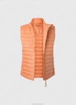 Women Peach Pepe Jeans Rubber Patch Logo Padded Waistcoat 60J40133 - Image 5