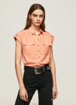 Women Peach Pepe Jeans Short Sleeved Utility Shirt 60J40340 - Image 2