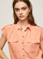 Women Peach Pepe Jeans Short Sleeved Utility Shirt 60J40340 - Image 3
