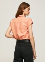 Women Peach Pepe Jeans Short Sleeved Utility Shirt 60J40340 - Image 4