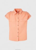 Women Peach Pepe Jeans Short Sleeved Utility Shirt 60J40340 - Image 5