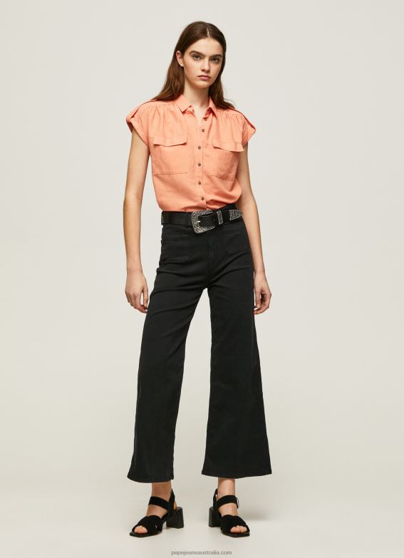 women_peach_pepe_jeans_short_sleeved_utility_shirt_60j40340.jpg Women Peach Pepe Jeans Short Sleeved Utility Shirt 60J40340 - Image 1