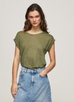 Women Range Pepe Jeans Armhole Sleeved Linen T-Shirt 60J40439