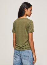 Women Range Pepe Jeans Linen V-Neck T-Shirt 60J40468 - Image 4