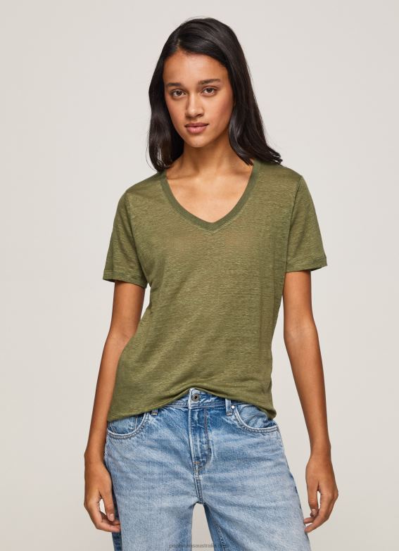 women_range_pepe_jeans_linen_v_neck_t_shirt_60j40468.jpg Women Range Pepe Jeans Linen V-Neck T-Shirt 60J40468 - Image 1