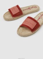 Women Red Dahlia Pepe Jeans Siva Berry Leather Sandals 60J40679 - Image 3