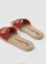 Women Red Dahlia Pepe Jeans Siva Berry Leather Sandals 60J40679 - Image 4