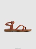 Women Rust Orange Pepe Jeans Hayes Folk Suede Flat Sandals 60J40667