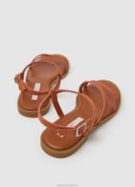 Women Rust Orange Pepe Jeans Hayes Folk Suede Flat Sandals 60J40667 - Image 4