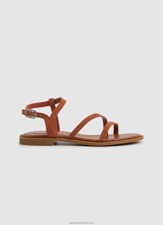 women_rust_orange_pepe_jeans_hayes_folk_suede_flat_sandals_60j40667.jpg Women Rust Orange Pepe Jeans Hayes Folk Suede Flat Sandals 60J40667 - Image 1
