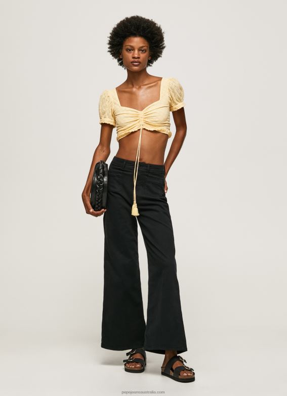 Women Shine Pepe Jeans Cotton Top With Openwork Details 60J40331 - Image 2
