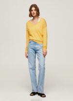 Women Shine Pepe Jeans V Neckline Relaxed Fit Jersey 60J40257 - Image 2