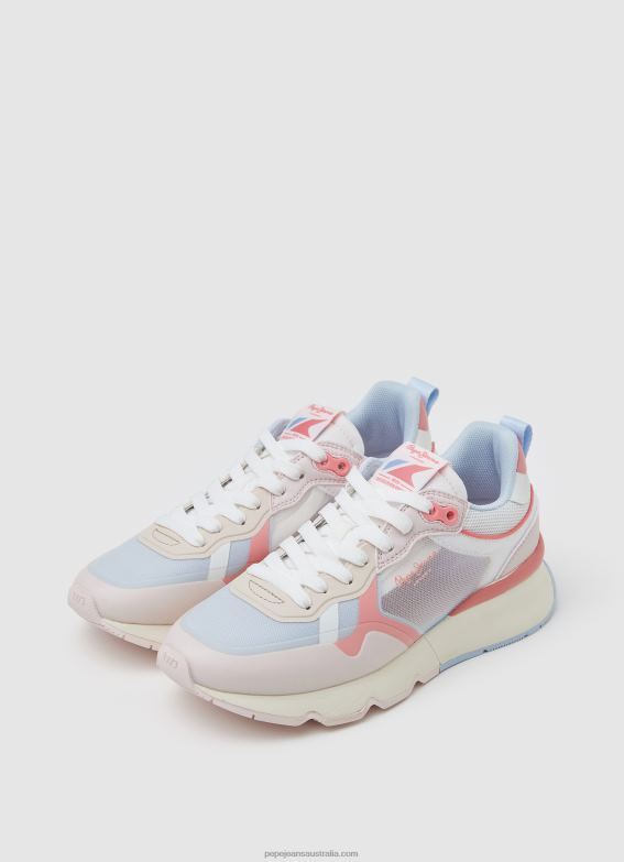 Women Soft Pink Pepe Jeans Brit Pro Bright Running Sneakers 60J40575 - Image 4