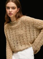 Women Stone Pepe Jeans Cropped Knit Openwork Cardigan 60J40233