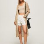 Women Stone Pepe Jeans Long Openwork Cardigan 60J40234