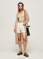 Women Stone Pepe Jeans Long Openwork Cardigan 60J40234