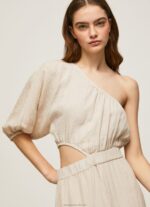 Women Stone Pepe Jeans Pua Asymmetrical Linen Dress 60J40202 - Image 3