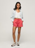 Women Studio Red Pepe Jeans Adjustable Waist Cotton Shorts 60J40516
