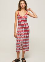 Women Studio Red Pepe Jeans Frida Zig-Zag Knit Dress 60J40170