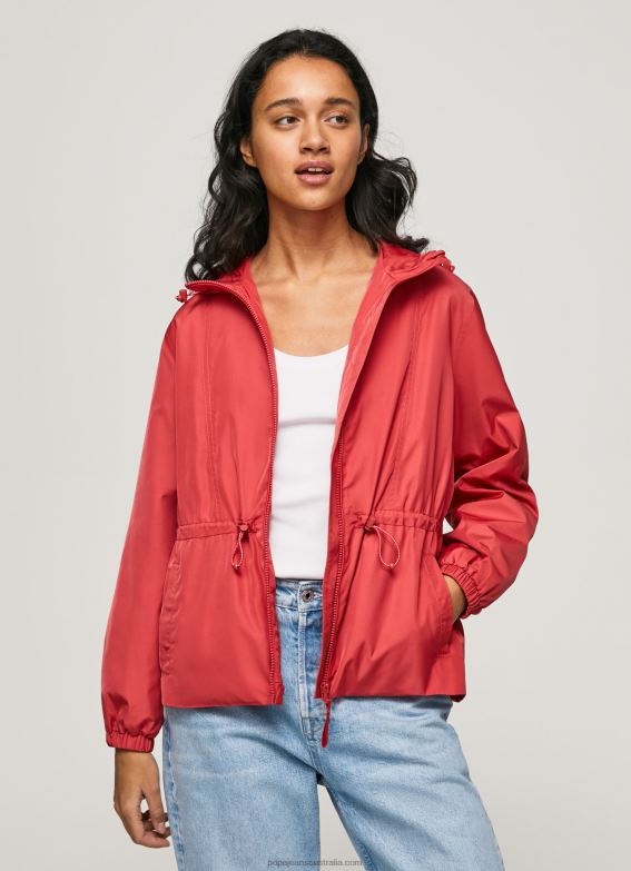 women_studio_red_pepe_jeans_hooded_windbreaker_jacket_60j40129.jpg Women Studio Red Pepe Jeans Hooded Windbreaker Jacket 60J40129 - Image 1
